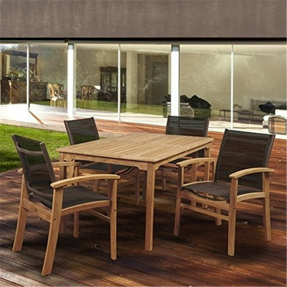 Amazonia New Pacific 4-Person Sling Patio Dining Set With Teak Table