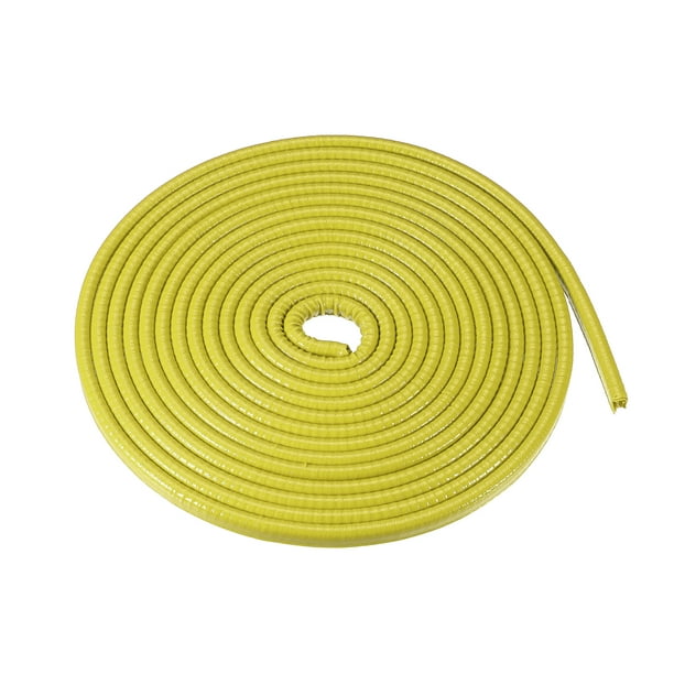 Protector de borde de puerta de coche, 16.4 pies en forma de U Protector de tira de sellado de borde de goma universal para coche camión ATV barco multifuncional sin pegamento PVC hierro amarillo
