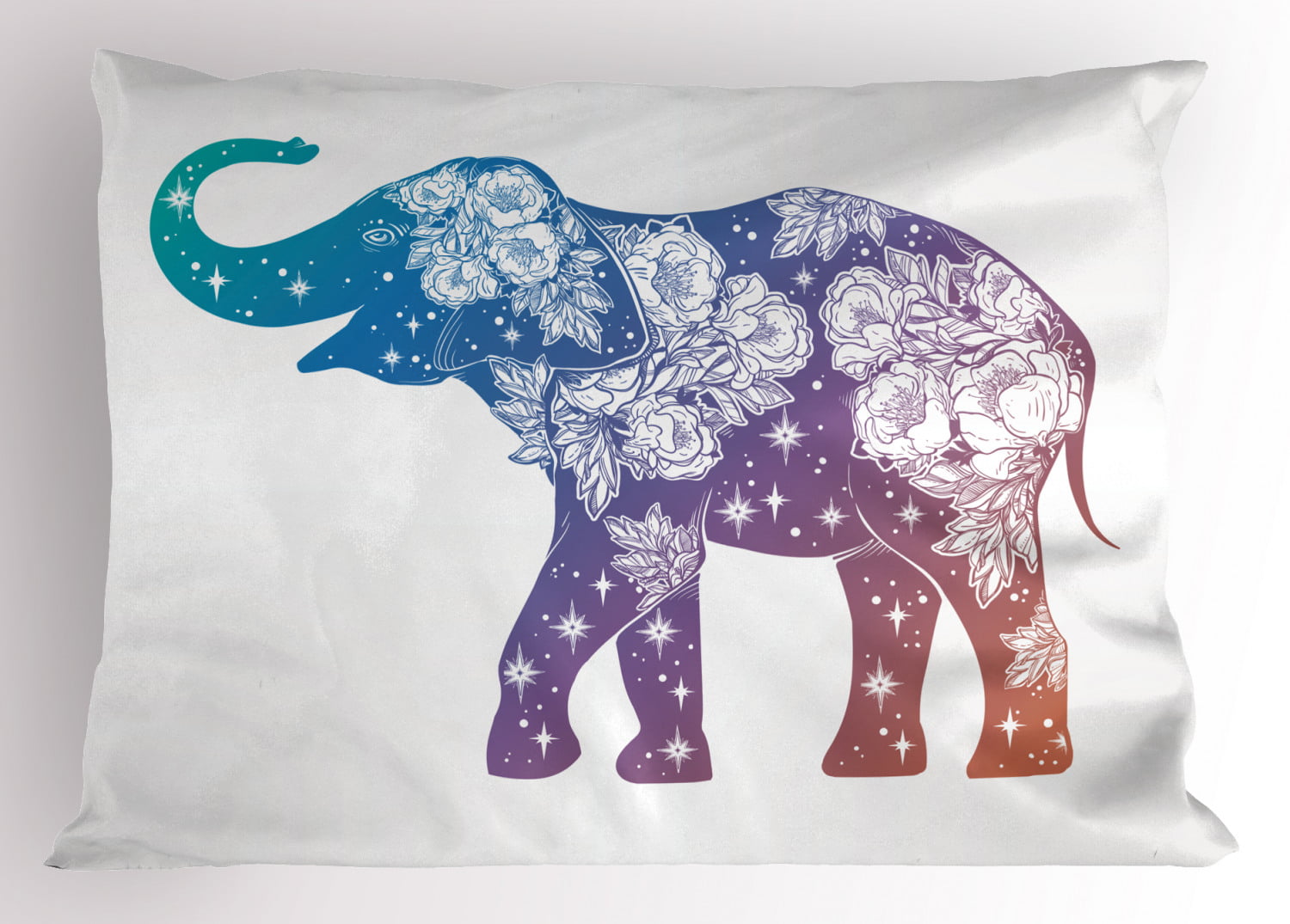 Unique Pillowcase Standard Size ELEPHANTS Handmade with Out of Print Fabric  
