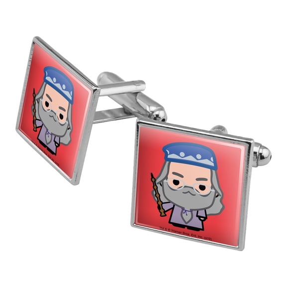 Harry Potter Dumblesore Cute Chibi Character Square Cufflink Set - Silver or Gold