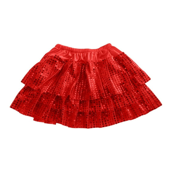 BdTemWBs Girls Sequin Skirt Sparkly Stretchy Glitter High Waisted A-Line Mini Skirts Carnival_Performance Co_stume Multi-Layered Pleated Skirts