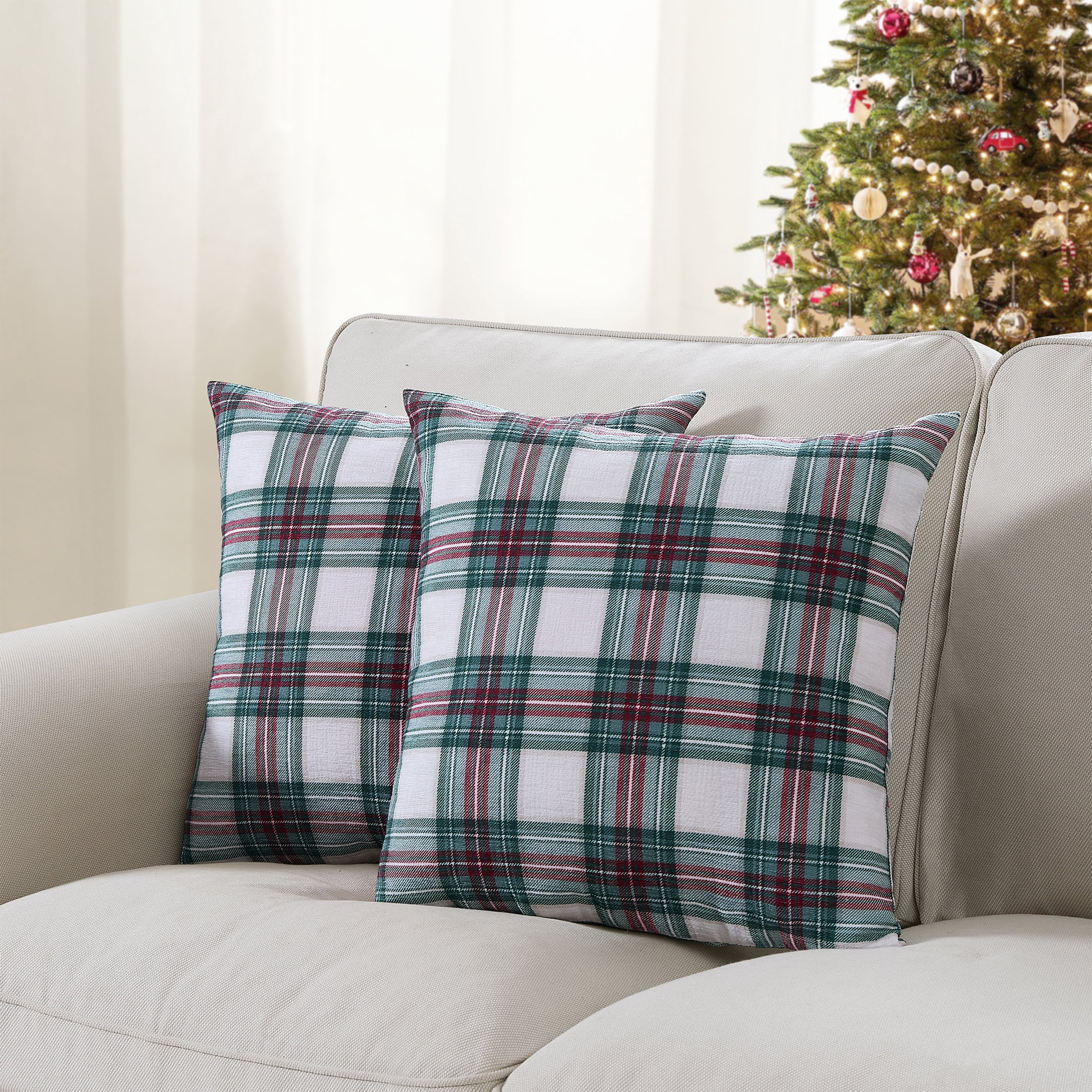 Mainstays 18" x 18" Multicolor Tartan Plaid Chenille Decorative Pillows (2 Count)