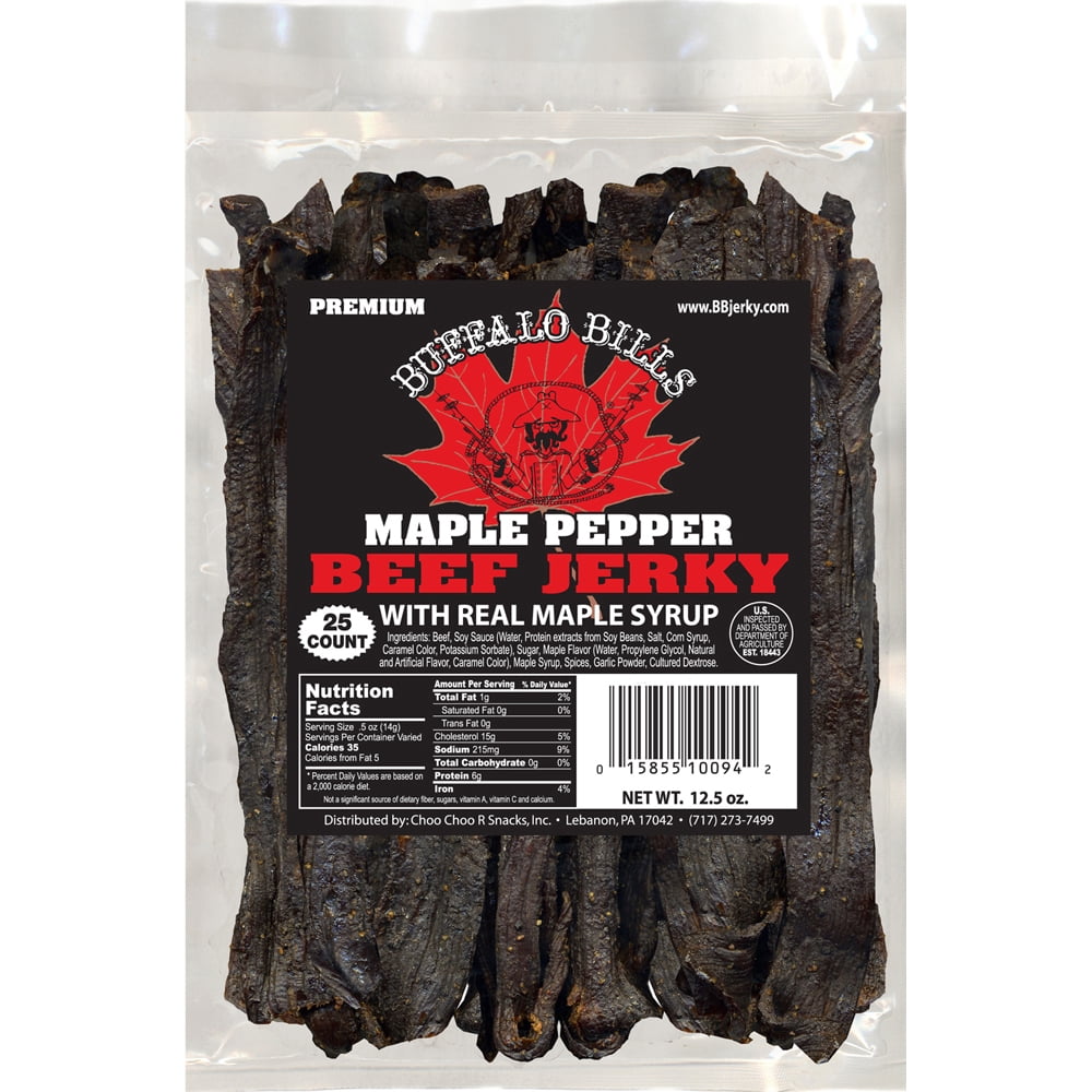 Buffalo Bills Maple Pepper Beef Jerky 2 Bag Starter Kit (2 bags and 1 jar)