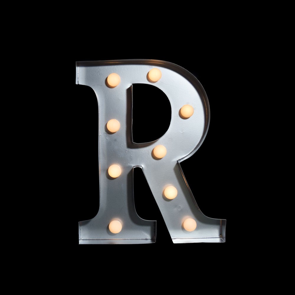 R&b All Night Lyrics Marquee Light Letter 'R' LED Metal Sign (10 Inch, Battery Operated