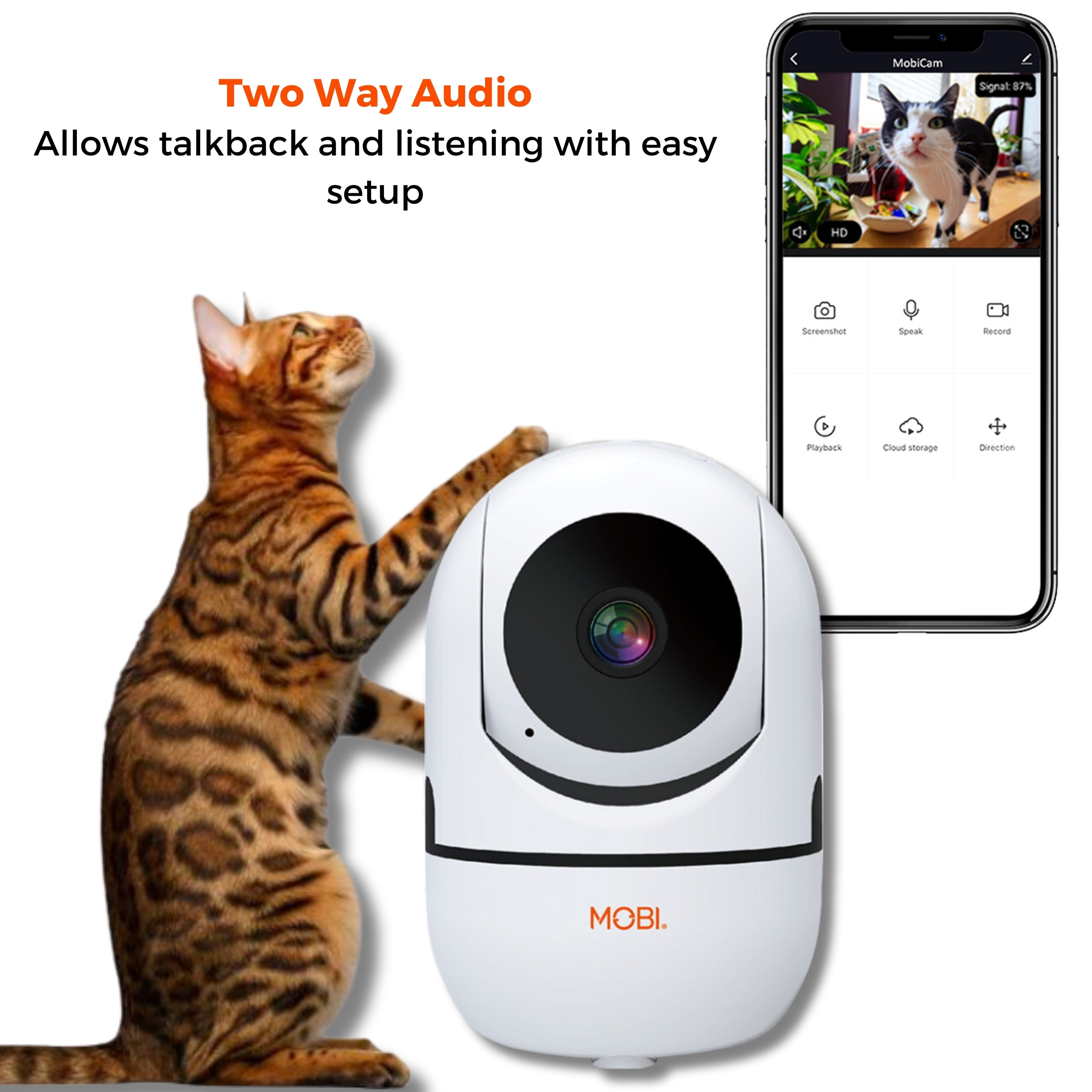 MobiCam HDX Smart Wi-Fi Pet/ Baby Monitor Camera with Motion Detection, Night Vision, & Two-Way Audio