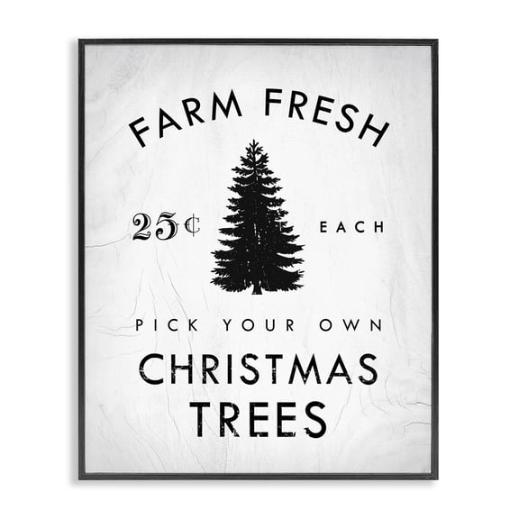 Stupell Industries Traditional Vintage Christmas Tree Farm Sign Black Framed Giclee Art, 24 x 30, by Lil' Rue