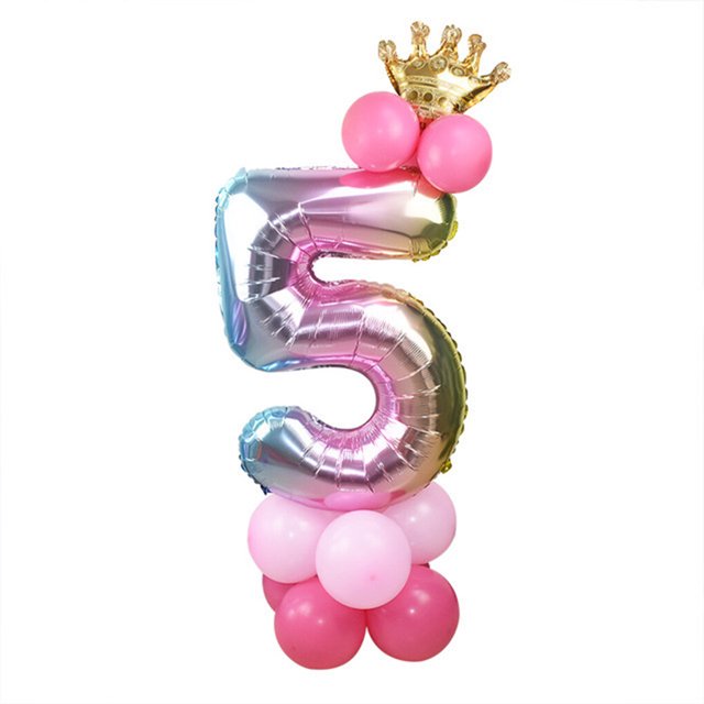 Kearding Decoración de fiesta de cumpleaños para niños, globo de fiesta de boda para bebés, globo con forma de número de papel de aluminio Type9 NO9