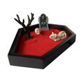 thumbnail image 5 of Clearance Desktop Ornament under $5,Coffin Zen Garden Decor For OfficeDesk Meditation&Relaxation Mini Halloween Tabletop Sand Garden Black Wooden Tray Kit Includes Pumpkin Skeleton Dog RIP Etc, 5 of 9