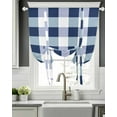 thumbnail image 5 of Navy Blue Plaid Tie Up Curtains for Window, Thermal Insulated Balloon Shade Adjustable Rod Pocket Curtains Valance Panels for Kitchen Bathroom Cafe 42 x 54 Spring Farmhouse Buffalo Checkered, 5 of 6