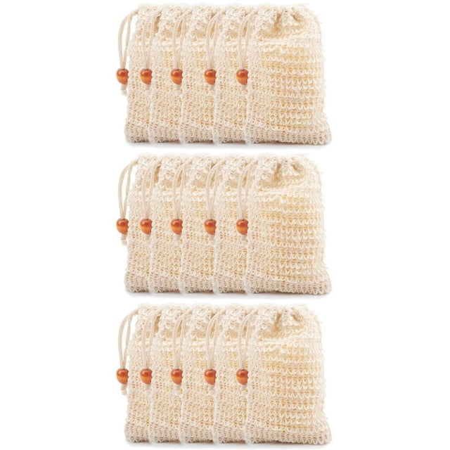 Bolsas de jabón para ducha, paquete de 90, bolsa de ahorro de jabón de ramio natural, bolsa de malla para jabón casero con cordón