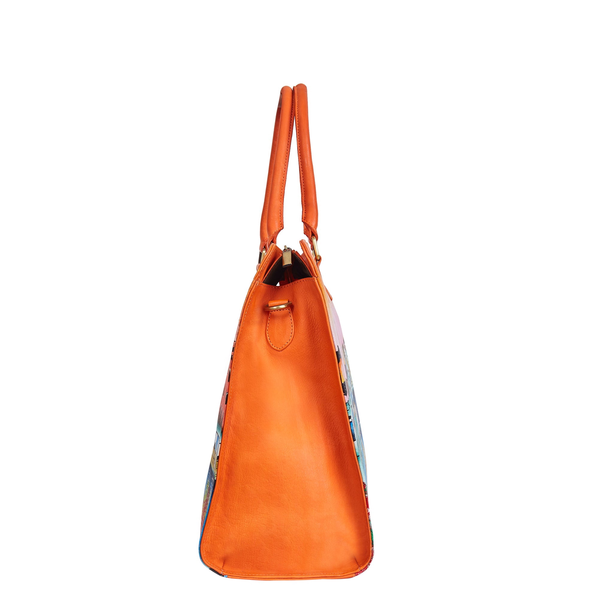 Sishka Womens Venice Cityscape Hand-Painted Leather Ladies Bags – Elegant Orange Business Briefcase, Stylish Laptop Shoulder Bag