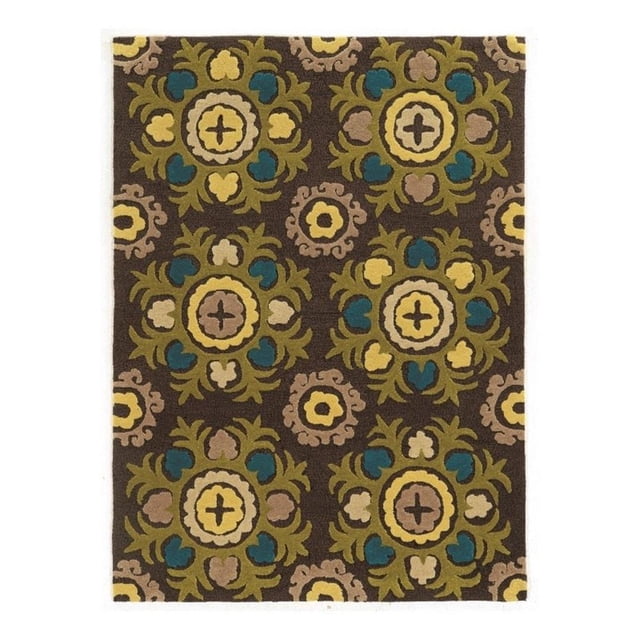 Linon Trio Suzanni Hand Tufted Polyester 8'x10' Rug in Chocolate Brown