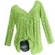 thumbnail image 3 of Qucoqpe - Camisetas tipo túnica de manga larga con cuello en V, fruncidas, lisas, de talla grande, para mujer, estilo informal, holgadas, en liquidación, 3 of 5