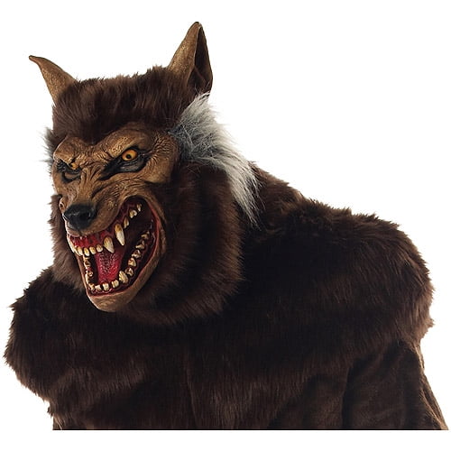 Werewolf Half Face Mask Mens Halloween Werewolf Mask Brown 