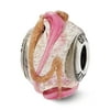 Sterling Silver Reflections Italian Silver with Pink Textured Lines Glass Bead
