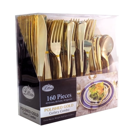 Condition photo showing New/Like New for lillian polished gold combo cutlery box 160 ct