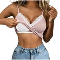 thumbnail image 3 of GERsome Tank Tops with Built in Bras for Women Lace Trim V-Neck Summer Spaghetti Strap Sleeveless Workout Yoga Shirts Pink Size XL, 3 of 7