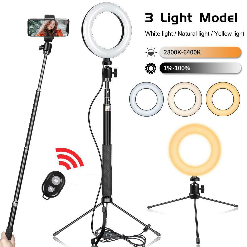5 inch LED Video Ring Light 3800K-6800K 3 Colors Brightness Dimmable with Adjustable Stand Phone Holder for Phone Video Streaming Andoer Ring Light 