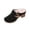 Black, variant on Women's Fleece Lined Mule Clogs Closed Toe Chunky Block Heel Slippers Solid PU Winter Warm Slip-On Shoes with Unique Curved Metal Buckle for Indoor Outdoor
