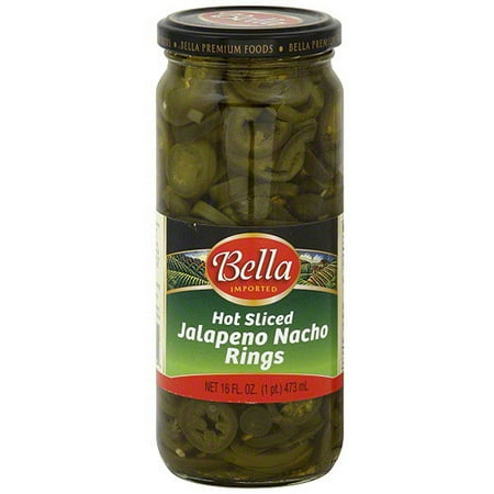 Bella Hot Sliced Nacho Jalapeno Rings, 16 oz (Pack of 6)