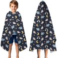 thumbnail image 3 of Blue Cartoon Unicorn Hippo Rainbow Moon Pattern Hooded Bath Towel，50"x30" for Ages 3 To 12 Kids, Quick Dry Lightweight Soft Microfiber Hood Beach Towel Cover Up for Kids, 3 of 7
