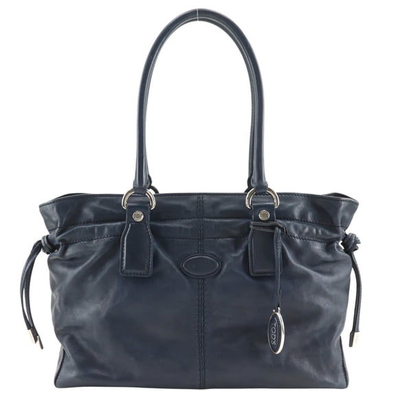 Pre-Owned Tod's D-Bag Tote Bag, Calfskin, Navy, A4 Size, Women's