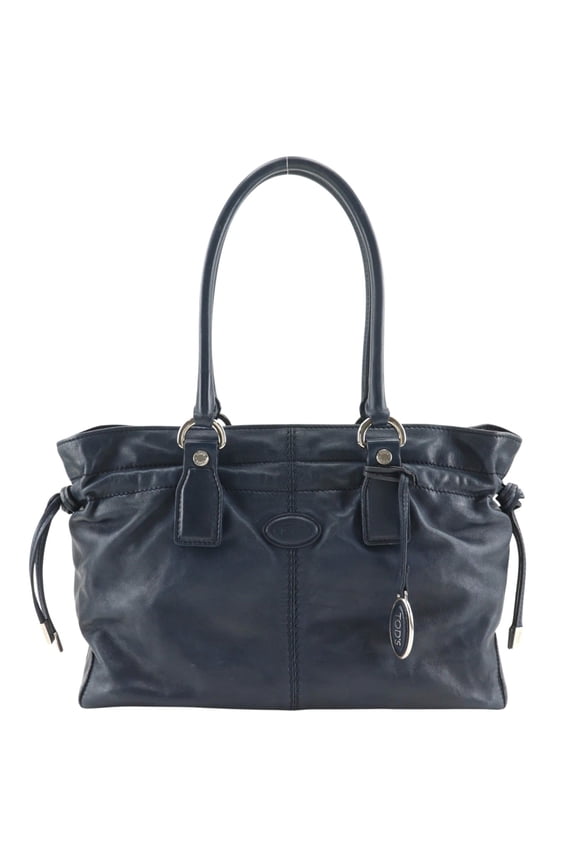 Pre-Owned Tod's D-Bag Tote Bag, Calfskin, Navy, A4 Size, Women's