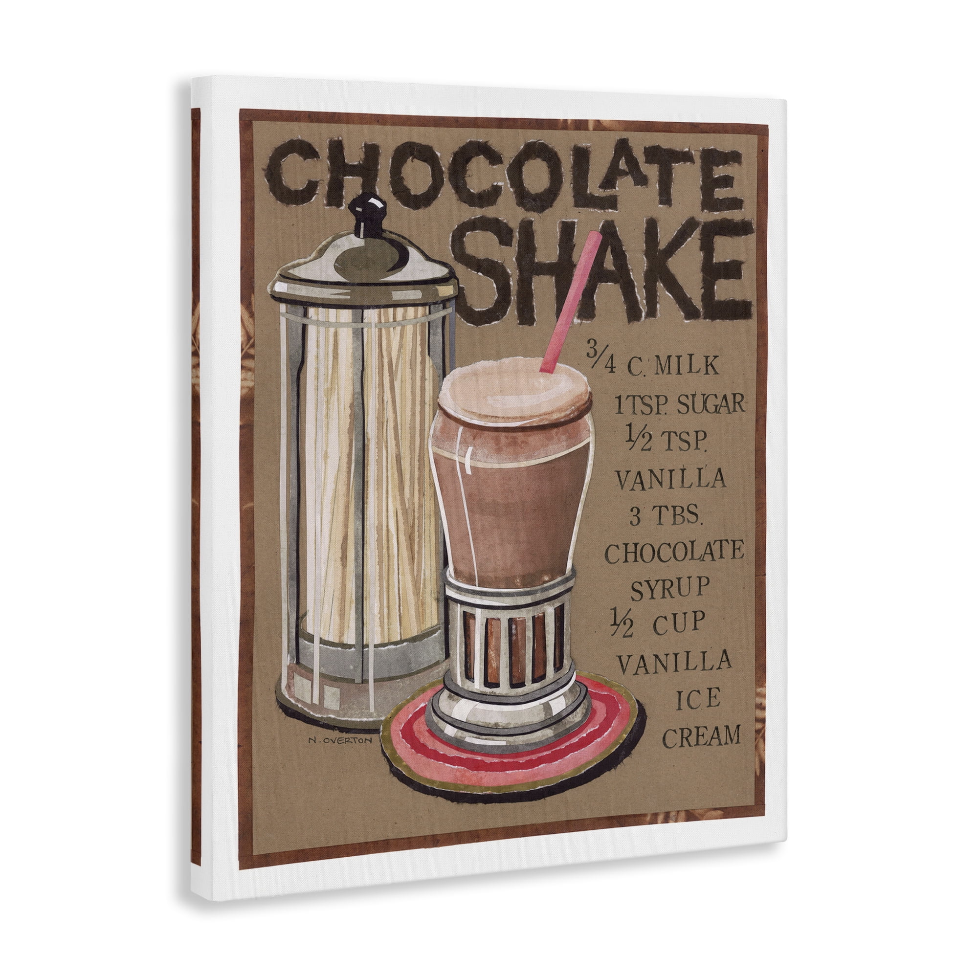 Stupell Industries Chocolate Shake Recipe Food & Beverage Painting Gallery Wrapped Canvas Art Print Wall Art, 24 x 30