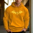 thumbnail image 3 of Men's 330g 100% Cotton Pattern Terry Dropped Shoulder Hoodie-Yellow Bat, 3 of 15