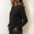 thumbnail image 5 of Livrdious Long Sleeve Shirts for Women Cotton Tshirts Crew Neck Basic Tee Loose Fit Casual Womens Fall Layering Tops, S-5X, 5 of 6