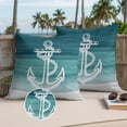 thumbnail image 3 of Nautical Anchor Teal Green Outdoor Pillow Covers 16x16 Set of 2,Waterproof Patio Throw Pillowcase Protectors,Coastal Ocean Ombre Striped Decorative Pillow Shams Cushion Covers for Seat Bed Couch Sofa, 3 of 8