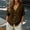 Brown, variant on Women's Tops Short Sleeve Summer Plus Size Casual Solid V-Neck Button Cardigan Top