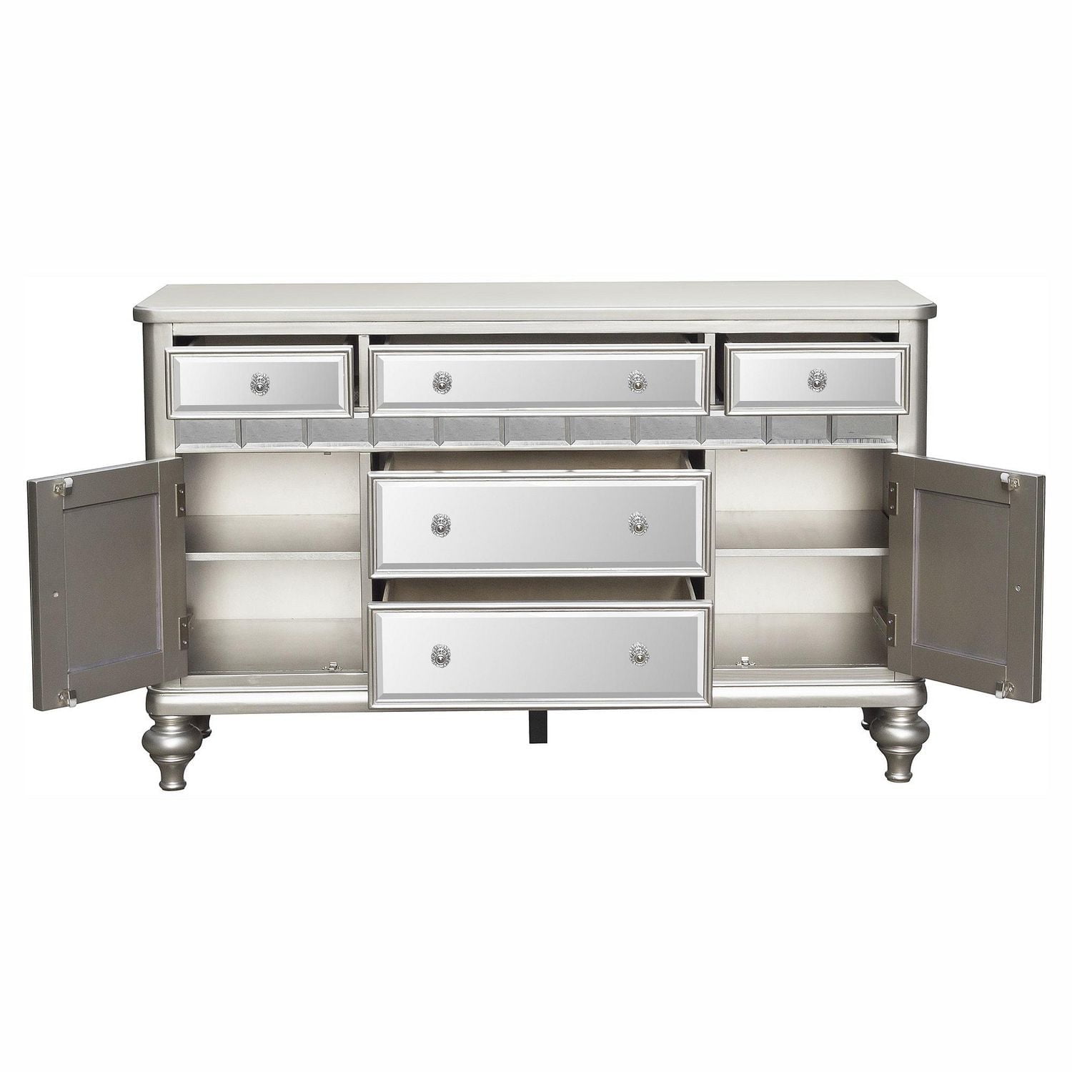 Topline Home Furnishings Sophisticated Silver 8pc Dining Set