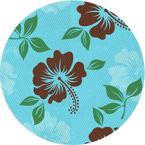 Ahgly Company Indoor Round Patterned Deep-Sea Green Area Rugs, 8' Round