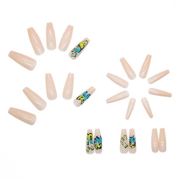 Uñas postizas largas, uñas postizas acrílicas de ataúd, cubierta completa, uñas postizas de bailarina