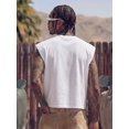 thumbnail image 4 of Mens White Streetwear Loose Boxer Muscle Tank Top With Graphic Newspaper Print Summer Casual, 4 of 5