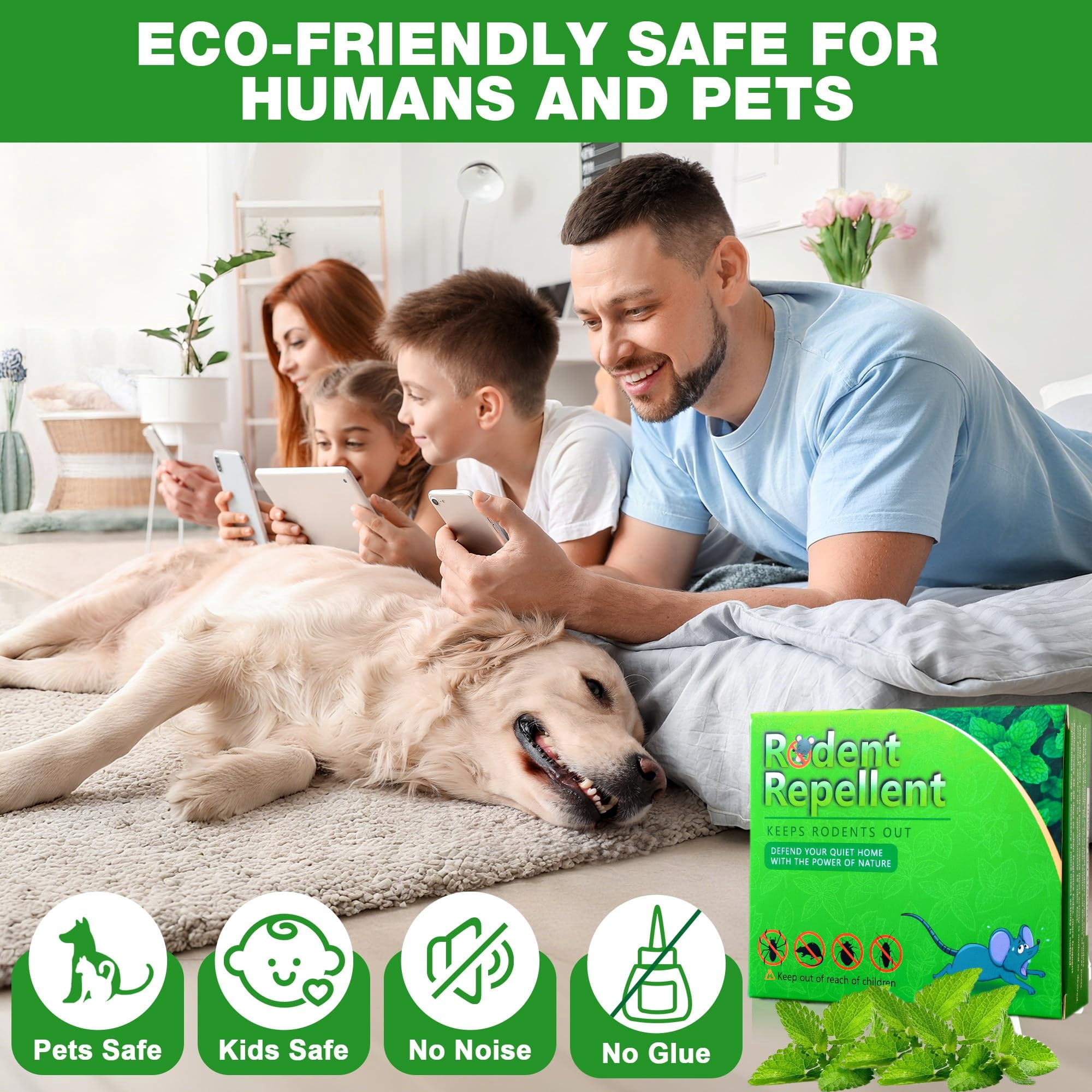 Mouse RodentRepellent & Pest Defense - Natural Peppermint Oil Rat & MiceRepellent, Natural Moth Balls for RodentRepellent Indoor/Outdoor Use - Safe for Kids & Pets