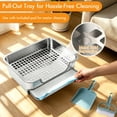 thumbnail image 3 of Extra Large Stainless Steel Rabbit Litter Box, Pull-Out Bunny Potty Pan with Metal Grid, Rabbit Cage Bathroom Set Includes Pee Pads Cleaning Set for Small Animals (17.7" x 13.8" x 5.9"), 3 of 7