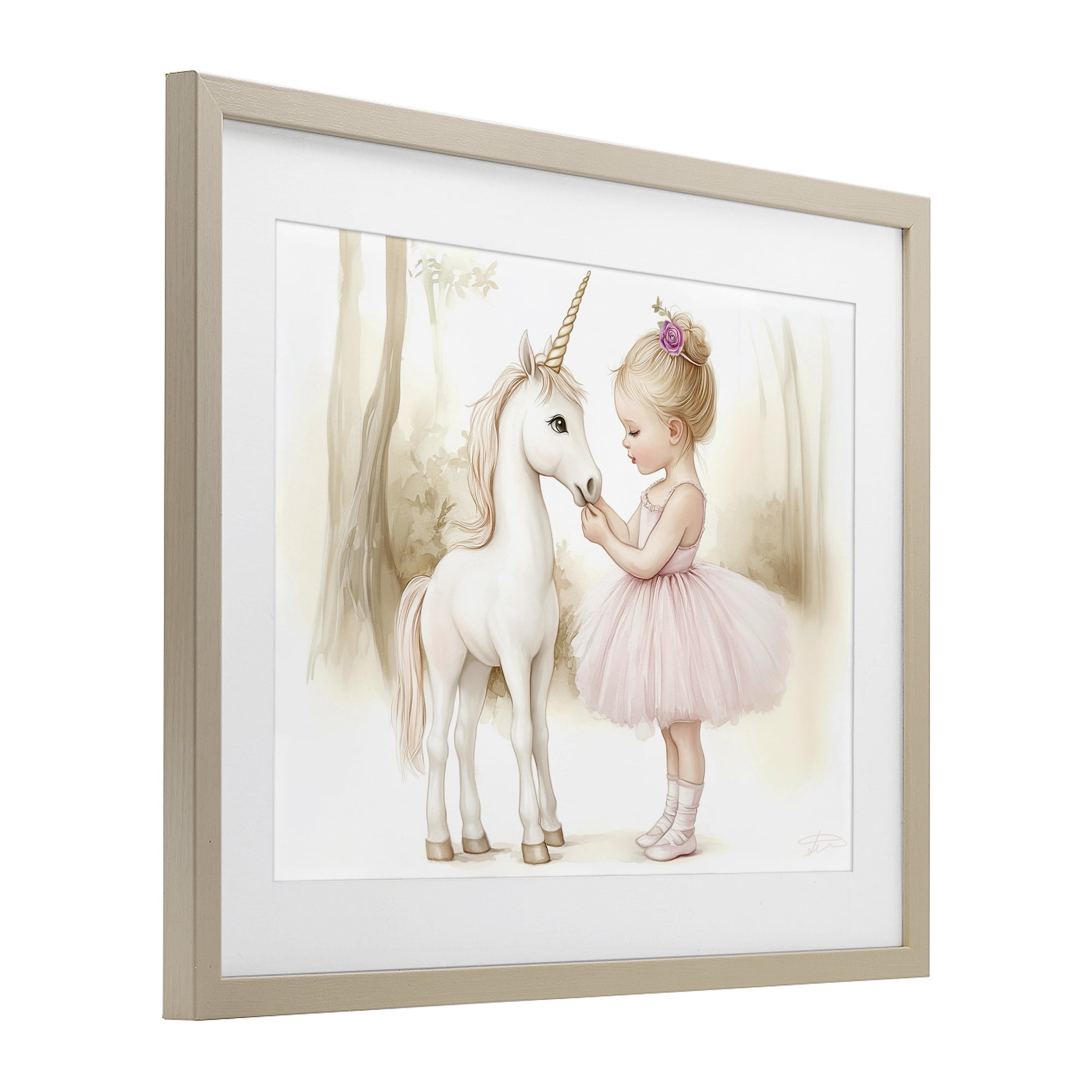 Stupell Industries Girl & Unicorn Friendship Birch Framed Print Under Glass, design by Whimsical Wonders