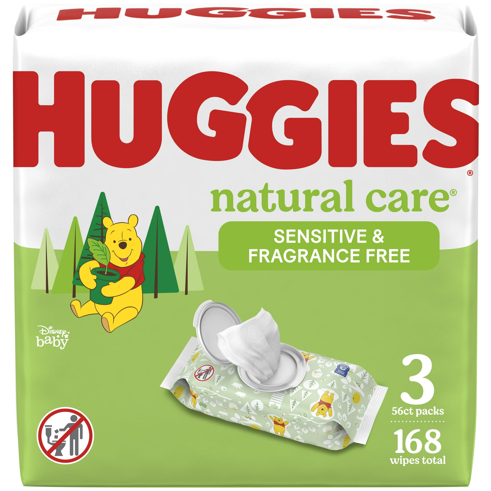 Huggies Natural Care Sensitive Baby Wipes, Unscented, 3 Pack, 168 Total Ct