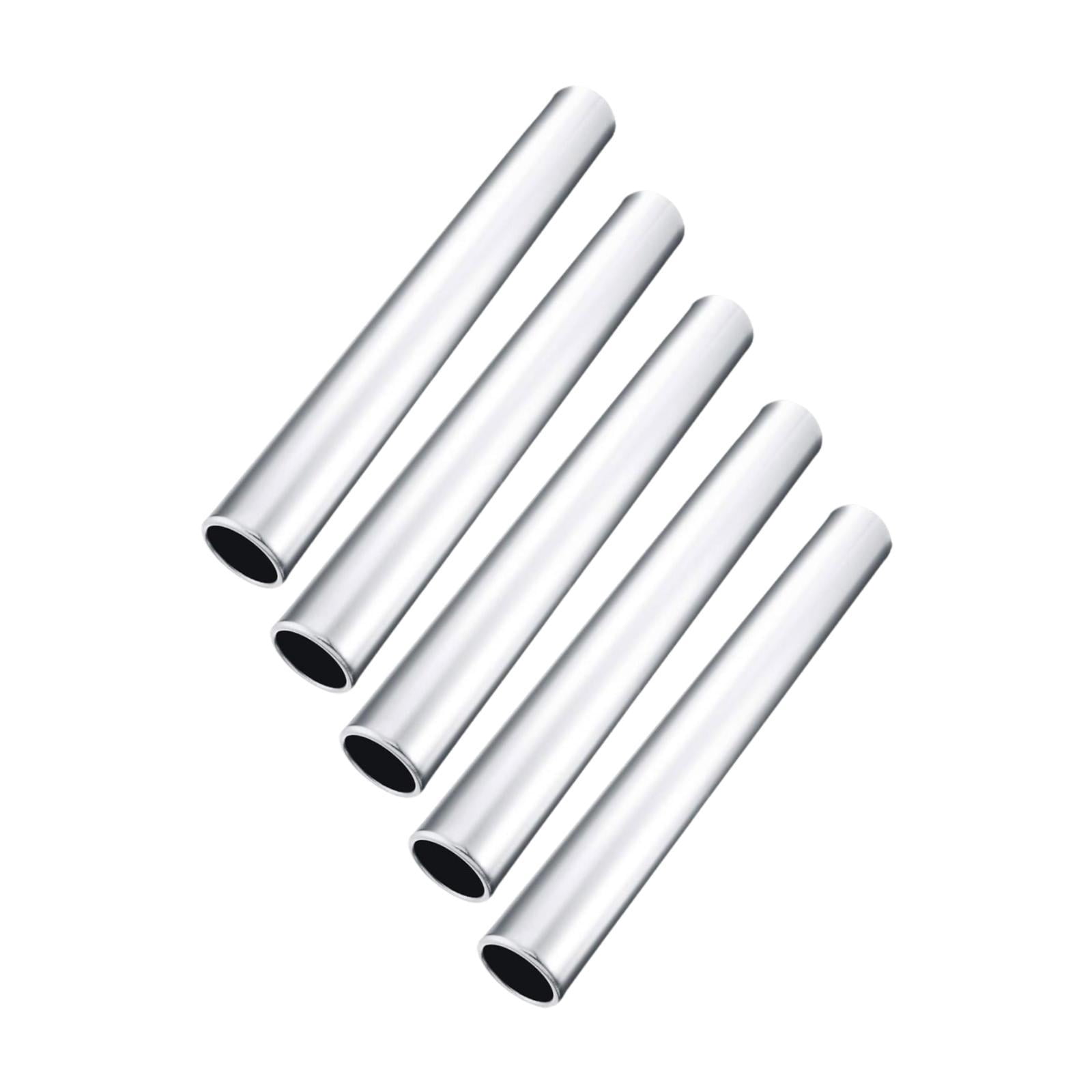 Wswqop Set of 5 Relay for Track And Field Events, 11.42" Running Sticks for Outdoor Use Silver