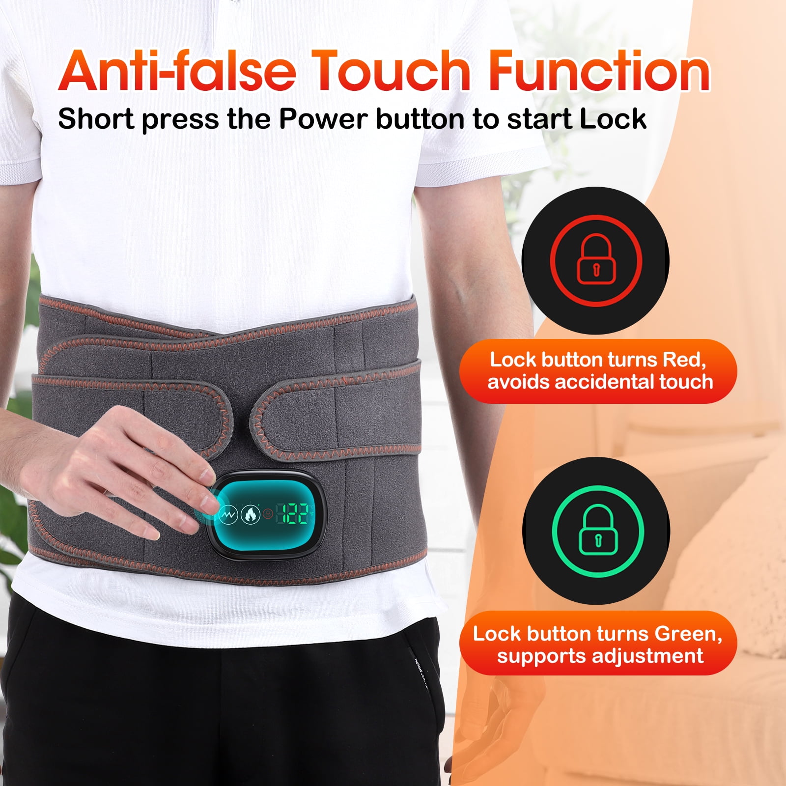 Cordless Heating Pad for Back, Heating Pad for Back Muscle Relax with 3 Heating & Vibration Modes, 5000mAh Heated Back Brace for Menstrual, Neck and Shoulders(46")