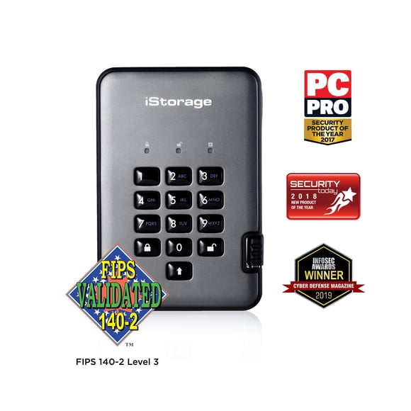 SSD iStorage DiskAshur PRO2 de 512 GB, FIPS seguro de nivel 3