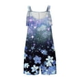 thumbnail image 4 of Loose Summer Romper for Women Shorts with Daisy Flowers Print Sleeveless Knotted Straps Short Jumpsuit with Pockets (XXL, Purple 02), 4 of 6