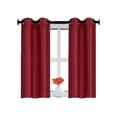 thumbnail image 2 of 2-Panels Lined Blackout Kitchen Bathroom Décor D24 Burgundy Color Window Curtain Tier With Bronze Grommets On Top 30" X 36" Each panel, 2 of 4