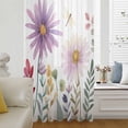 thumbnail image 6 of Purple Flowers Blossom Sheer Curtains 72 Inches Long, Spring Pastoral Garden Wildflowers Light Filering Curtains, Breathable Simi Curtain Privacy Drapes for Living Room Bedroom Window Treatment, 6 of 9
