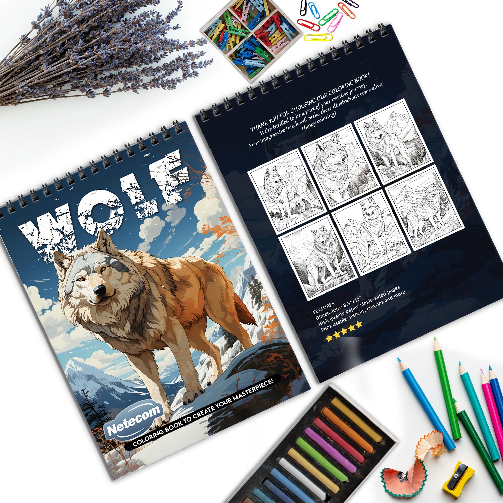 Netecom Happy Santa Coloring Book Spiral Bound for Adult, Premium Cover