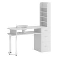 thumbnail image 2 of DISHUP Manicure Table, Nail Desk for Nail Tech with Dust Collector, Storage Cabinet and Drawers, Wrist Cushion, White, 2 of 9