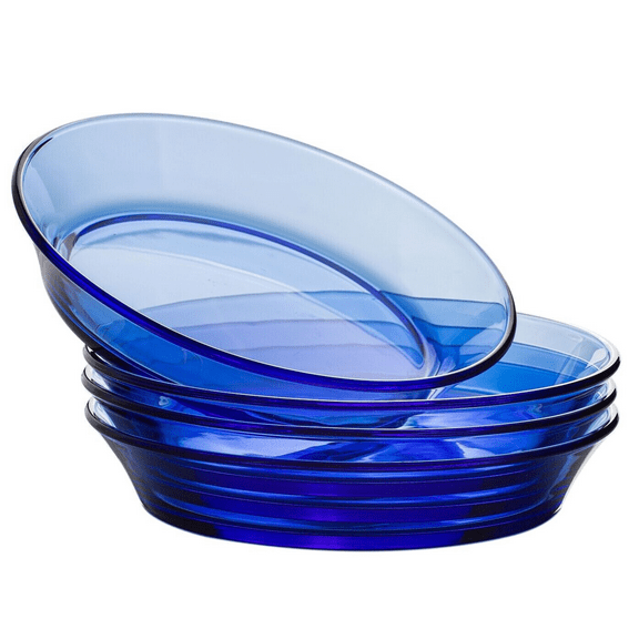 Cobalt Blue Glass Deep Plate Set of 4 for Serving Delicious Dinner Meals