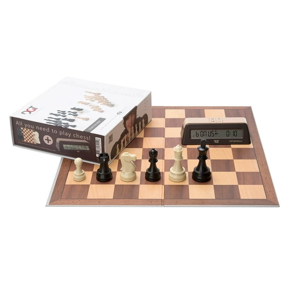 DGT Chess Starter Box Brown (Pieces, Board and DGT1002 Chess Timer)